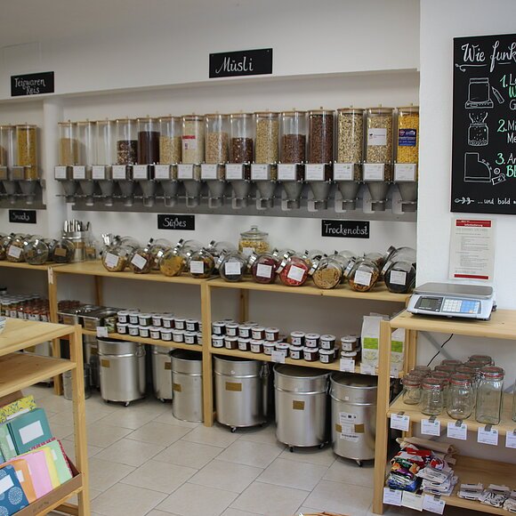 Innenansicht des Unverpackt Ladens "Einfach So"